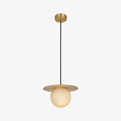 Borra Pendant Light Dia 10.2″ x H 6.3″ / Dia 26cm x H 16cm / Brass + White Pendant light