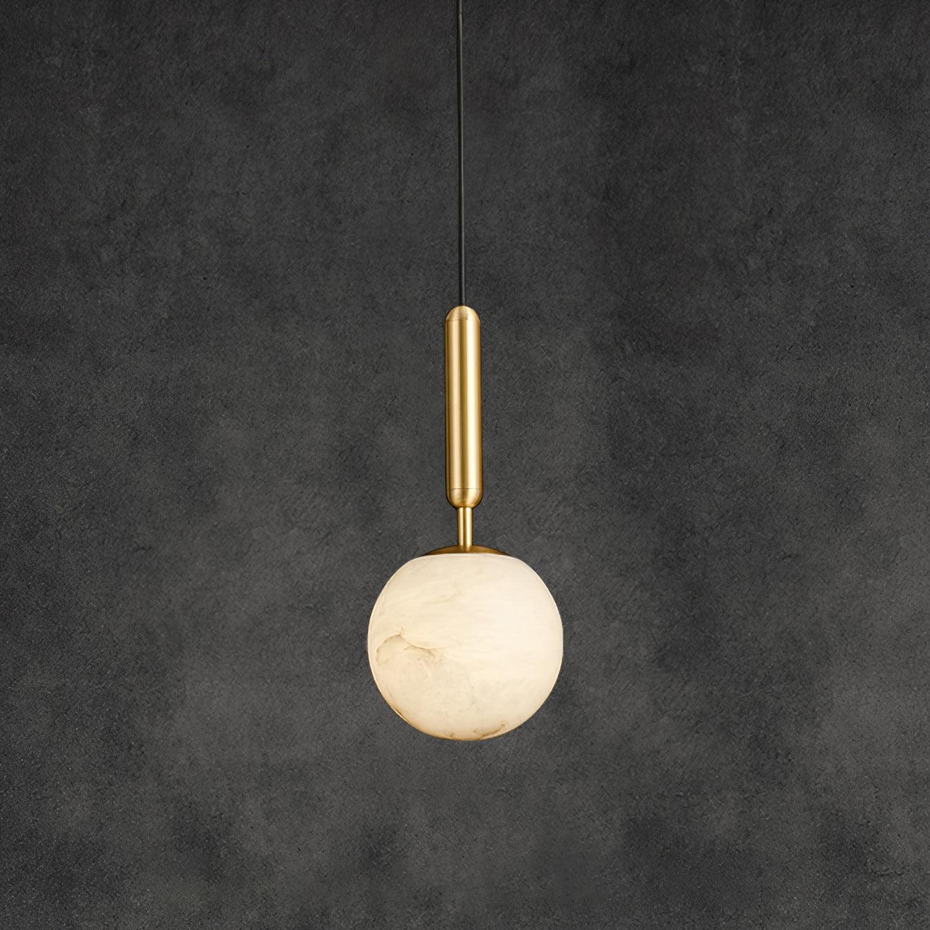 Bosso Pendant Lamp Dia 4.7″ x H 13.7″/ Dia 12cm x H 35cm / Brass & White Alabaster Pendant light