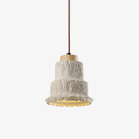 Boulder Pendant Light Dia 6.7″ x H 7.3″ / Yellow Travertine & Wood Color Pendant light