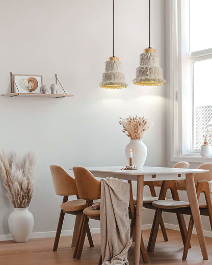 Boulder Pendant Light Dia 6.7″ x H 7.3″ / Yellow Travertine & Wood Color Pendant light