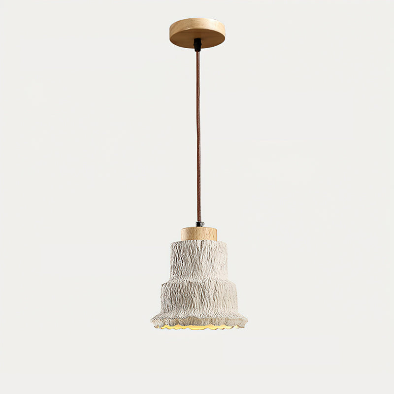 Boulder Pendant Light Dia 6.7″ x H 7.3″ / Yellow Travertine & Wood Color Pendant light