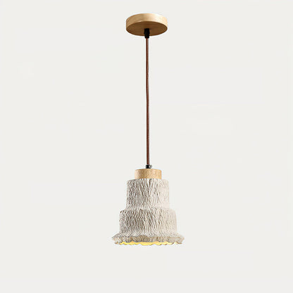 Boulder Pendant Light Dia 6.7″ x H 7.3″ / Yellow Travertine & Wood Color Pendant light