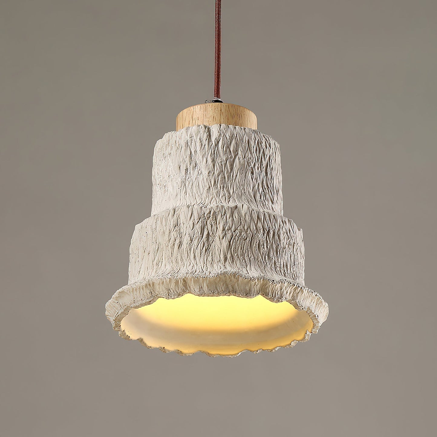 Boulder Pendant Light Dia 6.7″ x H 7.3″ / Yellow Travertine & Wood Color Pendant light
