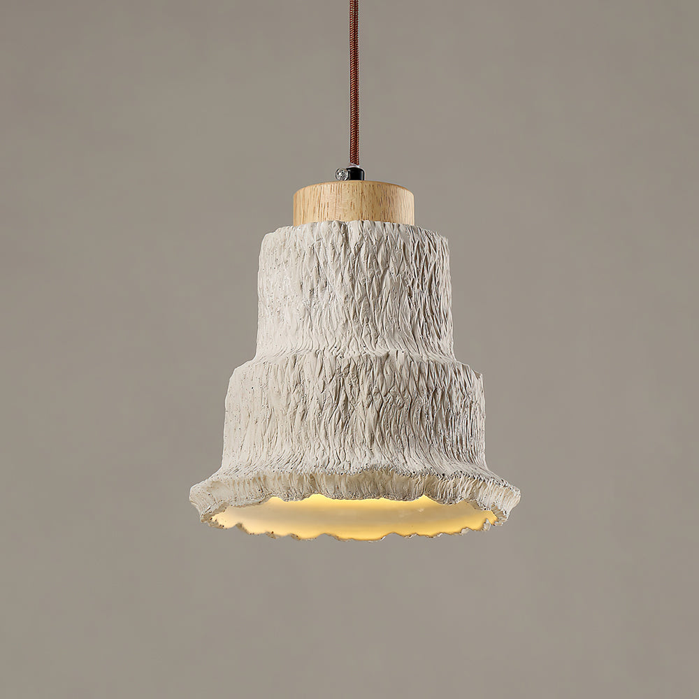Boulder Pendant Light Dia 6.7″ x H 7.3″ / Yellow Travertine & Wood Color Pendant light