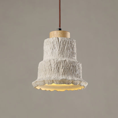 Boulder Pendant Light Dia 6.7″ x H 7.3″ / Yellow Travertine & Wood Color Pendant light