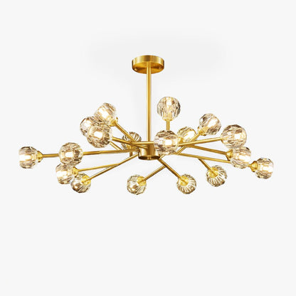 Crystal Ball Round Cluster Chandelier 18heads ? 42.5″ x H 17.7″ / Dia 108cm x H 45cm / Polished Brass & Clear / 11cm