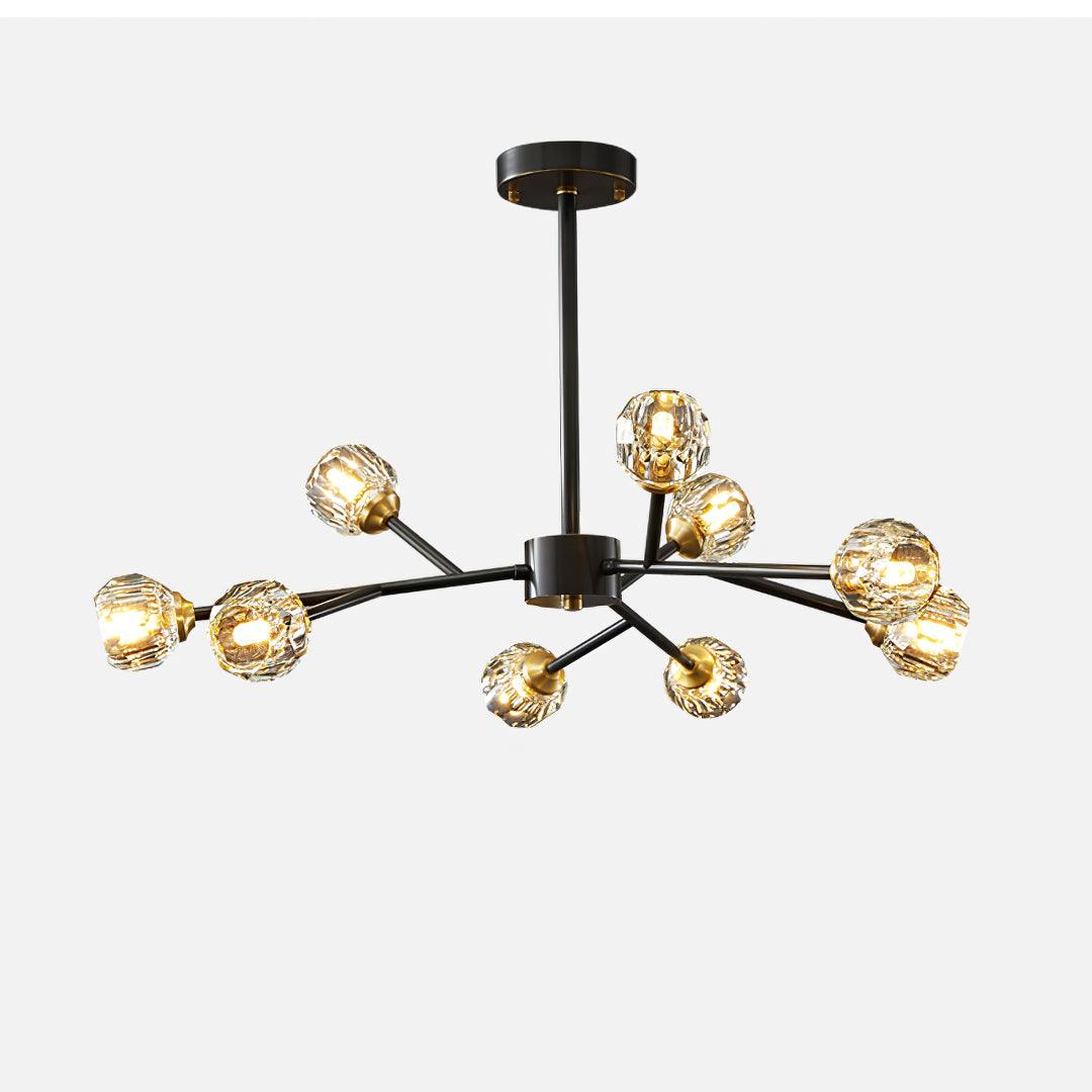 Crystal Ball Round Cluster Chandelier 9heads ? 30.7″ x H 17.7″ / Dia 78cm x H 45cm / Black brushed gold & Clear / 11cm