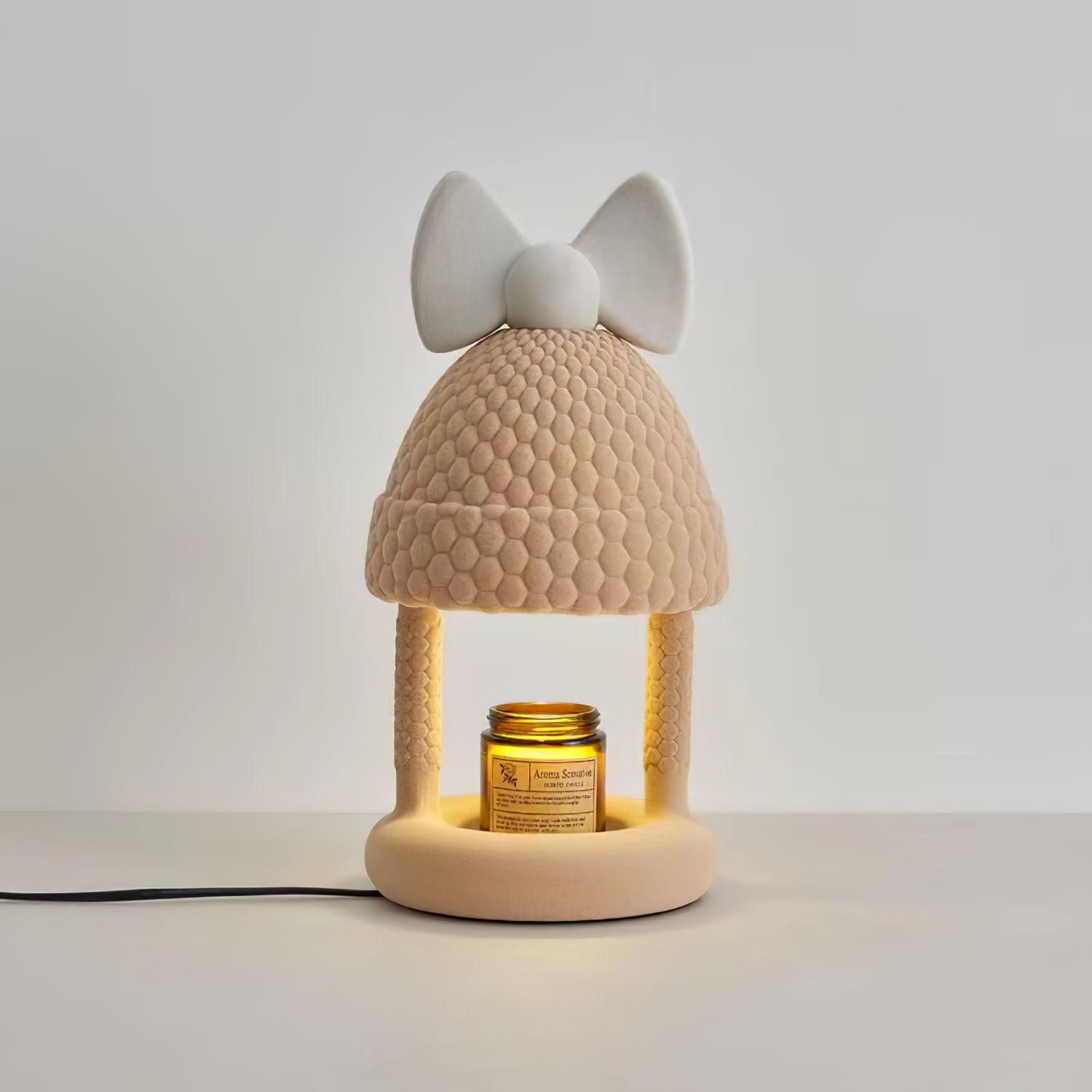 Bow Tie Hat Table Lamp Dia 6.9″ x H 13.8″ / Dia 17.5cm x H 35cm / Milk Coffee & White / US Plug Table lamp