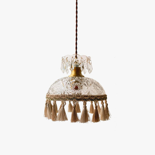 Bowl Tassel Pendant Light Φ 7.9″ x H 7.9″ / Dia 20cm x H 20cm / Clear + Brown Pendant light
