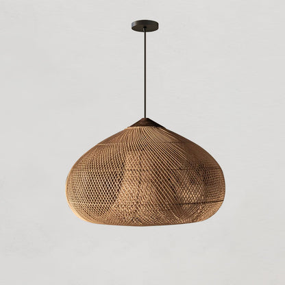 Braided Rattan Pendant Lamp Model A ? 31.5″ x H 59.1″ / Dia 80cm x H 150cm / Natural wood & Natural rattan Pendant light