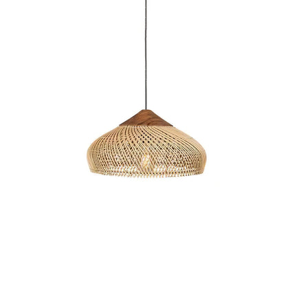 Braided Rattan Pendant Lamp Model B ? 25.6″ x H 59.1″ / Dia 65cm x H 150cm / Natural wood & Natural rattan Pendant light