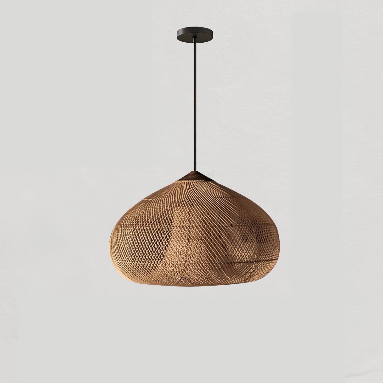 Braided Rattan Pendant Lamp Model A ? 15.7″ x H 59.1″ / Dia 40cm x H 150cm / Natural wood & Natural rattan Pendant light