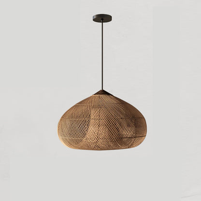 Braided Rattan Pendant Lamp Model A ? 15.7″ x H 59.1″ / Dia 40cm x H 150cm / Natural wood & Natural rattan Pendant light