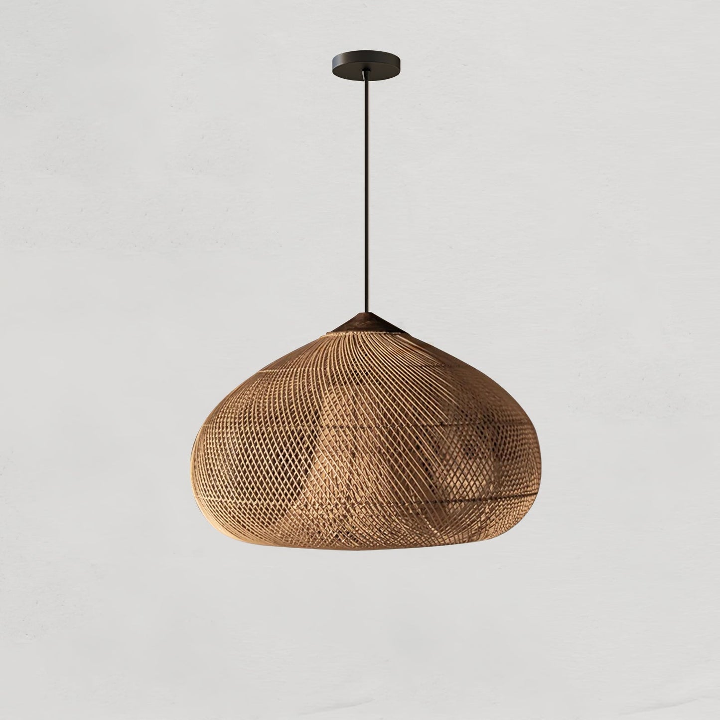 Braided Rattan Pendant Lamp Model A ? 19.7″ x H 59.1″ / Dia 50cm x H 150cm / Natural wood & Natural rattan Pendant light