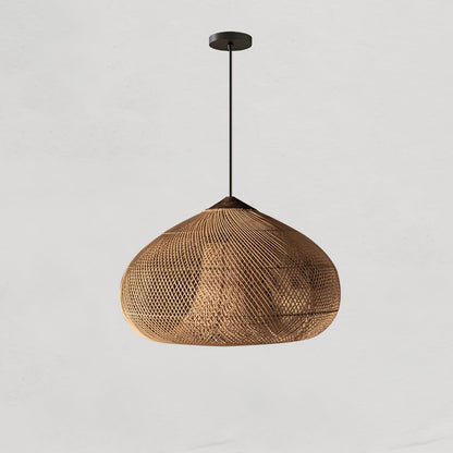 Braided Rattan Pendant Lamp Model A ? 19.7″ x H 59.1″ / Dia 50cm x H 150cm / Natural wood & Natural rattan Pendant light