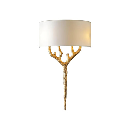 Brass Branch Wall Lamp Dia 18.9″ x H 26.8″ / Dia 48cm x H 68cm / Brass & White / Single Wall lamp