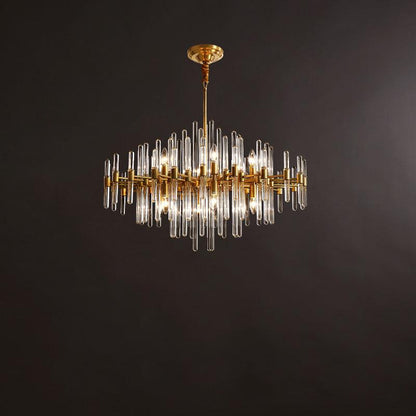 Vintage Antique Brass Chandelier 12heads ? 28.4″ x H 23.6″ / Dia 72cm x H 60cm / Brass & Clear Crystal Chandelier