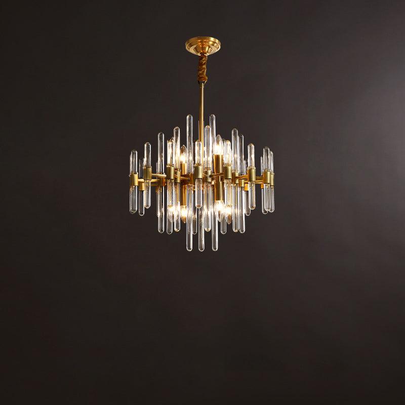 Vintage Antique Brass Chandelier 8heads ? 18.9″ x H 23.6″ / Dia 48cm x H 60cm / Brass & Clear Crystal Chandelier