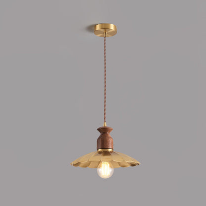 Brass Crest Pendant Light Model B Dia 9.8″ x H 59″ / Dia 25cm x H 150cm / Brass & Walnut color Pendant light