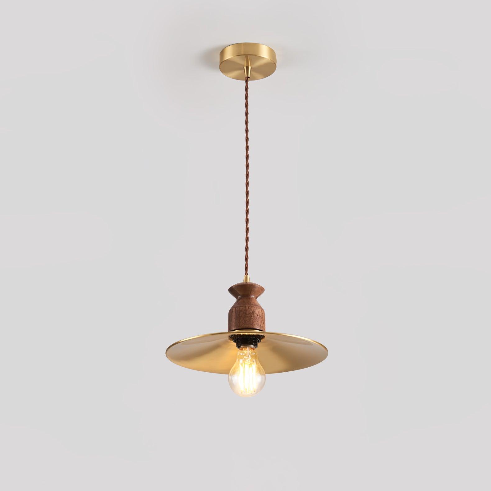 Brass Crest Pendant Light Model A Dia 9.8″ x H 59″ / Dia 25cm x H 150cm / Brass & Walnut color Pendant light