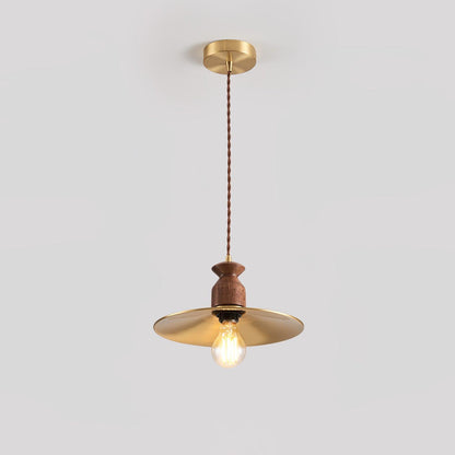Brass Crest Pendant Light Model A Dia 9.8″ x H 59″ / Dia 25cm x H 150cm / Brass & Walnut color Pendant light