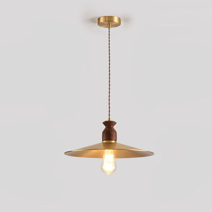 Brass Crest Pendant Light Model A Dia 13.8″ x H 59″ / Dia 35cm x H 150cm / Brass & Walnut color Pendant light