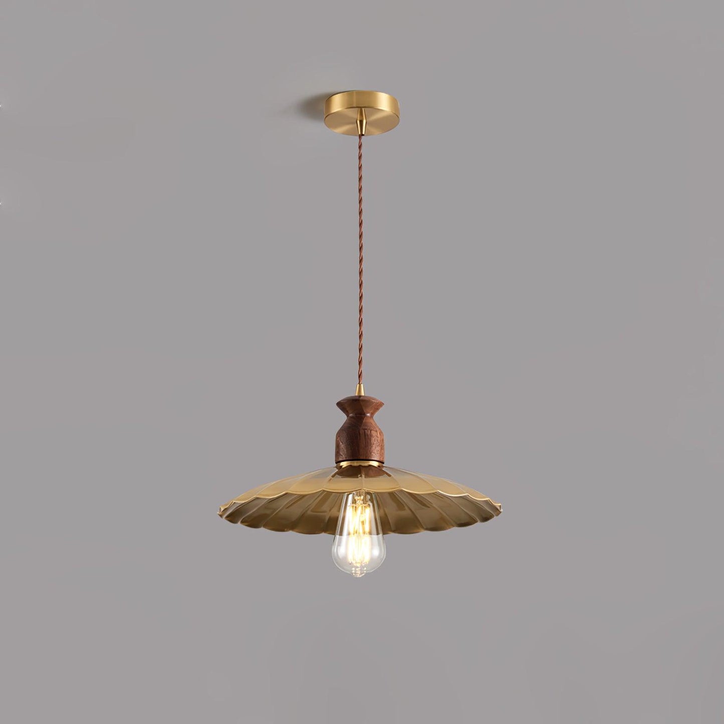 Brass Crest Pendant Light Model B Dia 13.8″ x H 59″ / Dia 35cm x H 150cm / Brass & Walnut color Pendant light