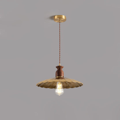 Brass Crest Pendant Light Model B Dia 13.8″ x H 59″ / Dia 35cm x H 150cm / Brass & Walnut color Pendant light