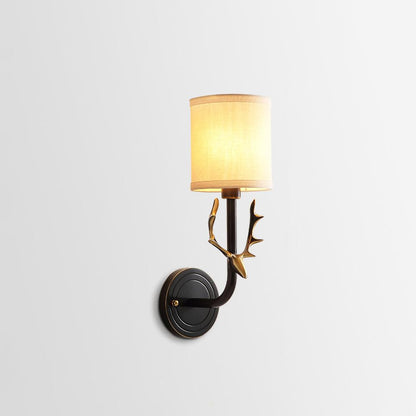 Brass Deer Head Wall Light Dia 5.1″ x H 15.4″ / Dia 13cm x H39cm / Blackened Wall lamp