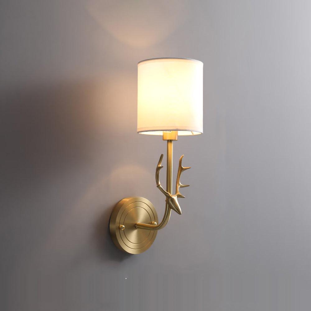 Brass Deer Head Wall Light Dia 5.1″ x H 15.4″ / Dia 13cm x H39cm / Brass Wall lamp
