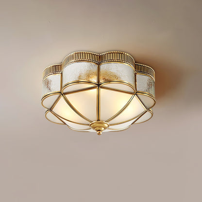 Brass Domed Flush Ceiling Lamp Dia 14.2″ x H 7.1″ / Brass Ceiling lamp