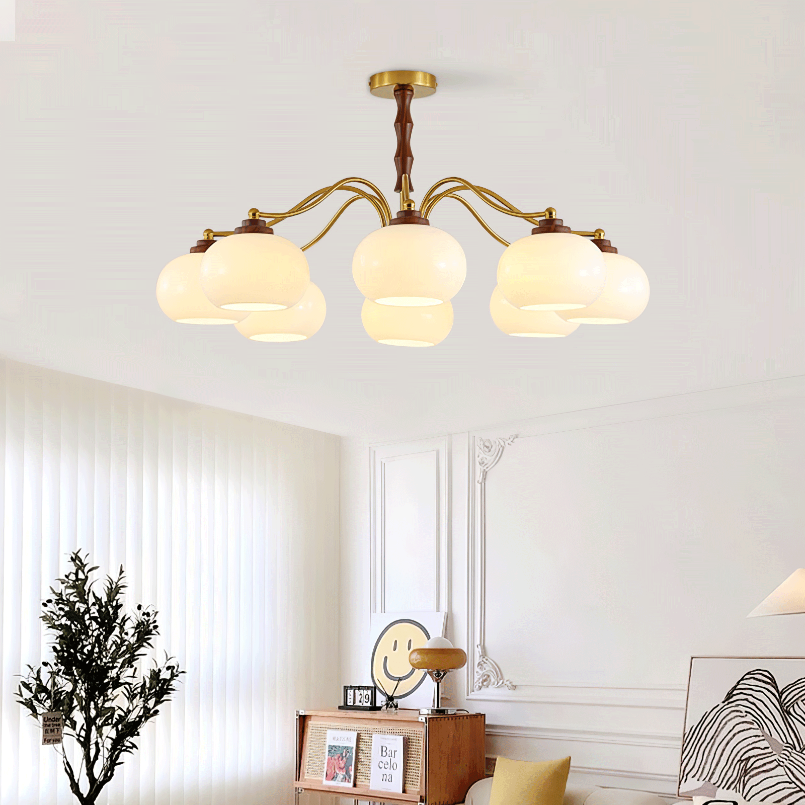 Persimmon Glass Globe Chandelier Chandelier