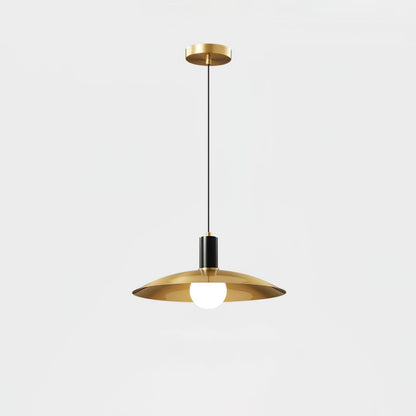 Brass Flared Pendant Lamp Dia 13″ x H 4.7″ / Dia 33cm x H 12cm / Brass & Black Pendant light
