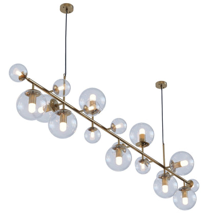 Brass Glass Globe Chandelier L 98.4″ x W 23.6″ x H 23.6″ / L 250cm x W 60cm x H 60cm / Brass & Clear glass Chandelier