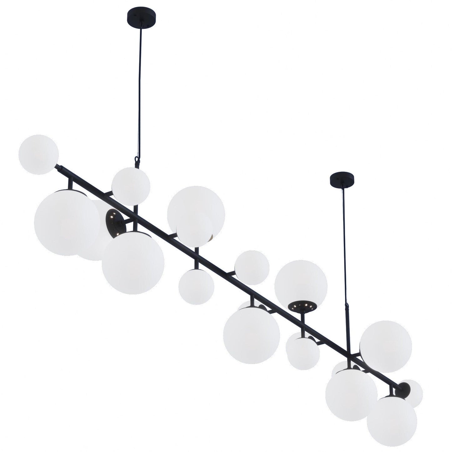 Brass Glass Globe Chandelier L 98.4″ x W 23.6″ x H 23.6″ / L 250cm x W 60cm x H 60cm / Black & White glass Chandelier