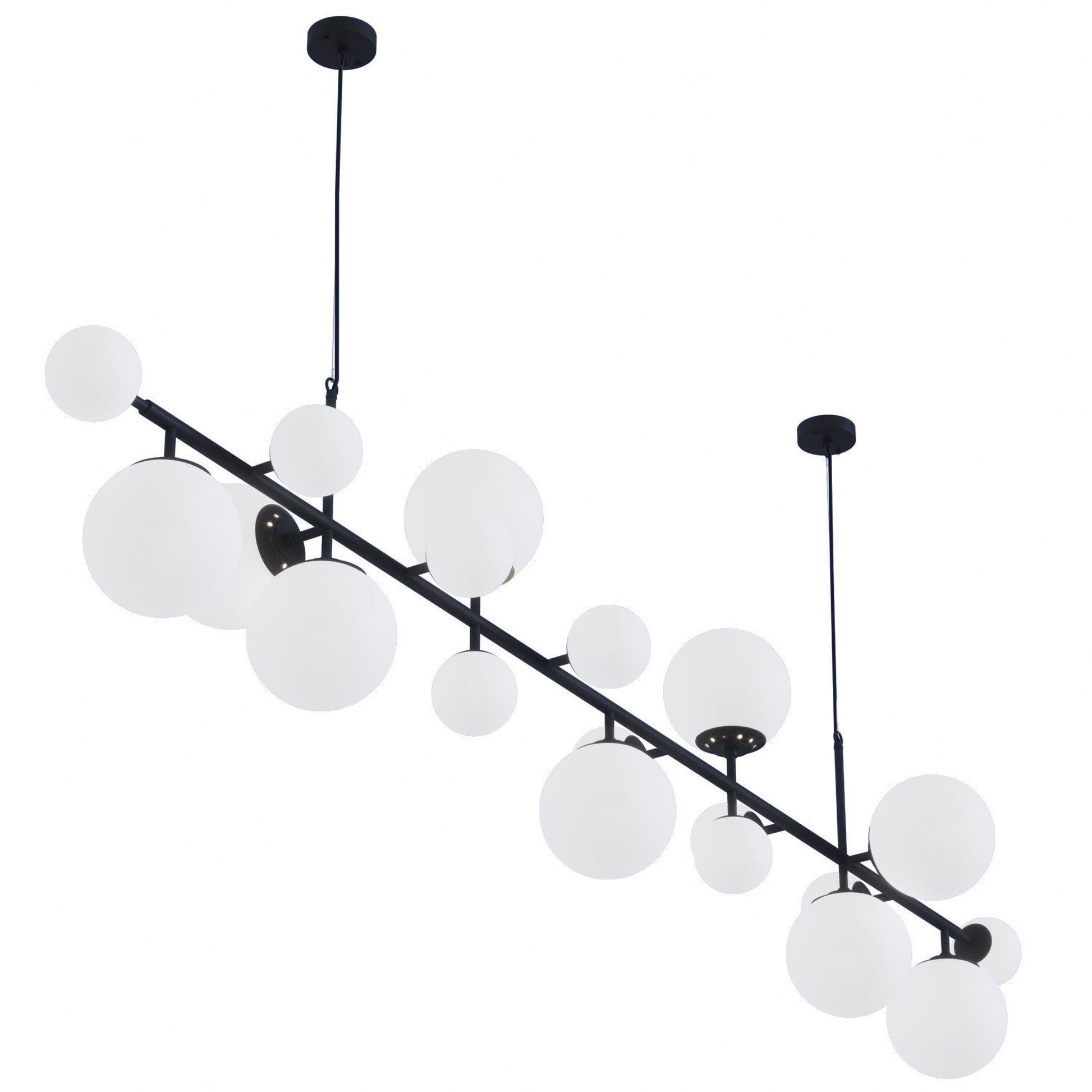 Brass Glass Globe Chandelier L 98.4″ x W 23.6″ x H 23.6″ / L 250cm x W 60cm x H 60cm / Black & White glass Chandelier