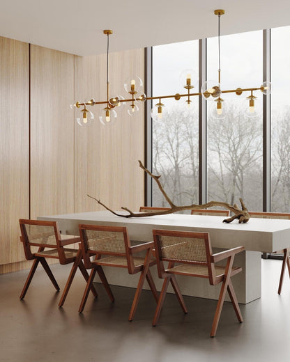 Brass Glass Globe Chandelier Chandelier