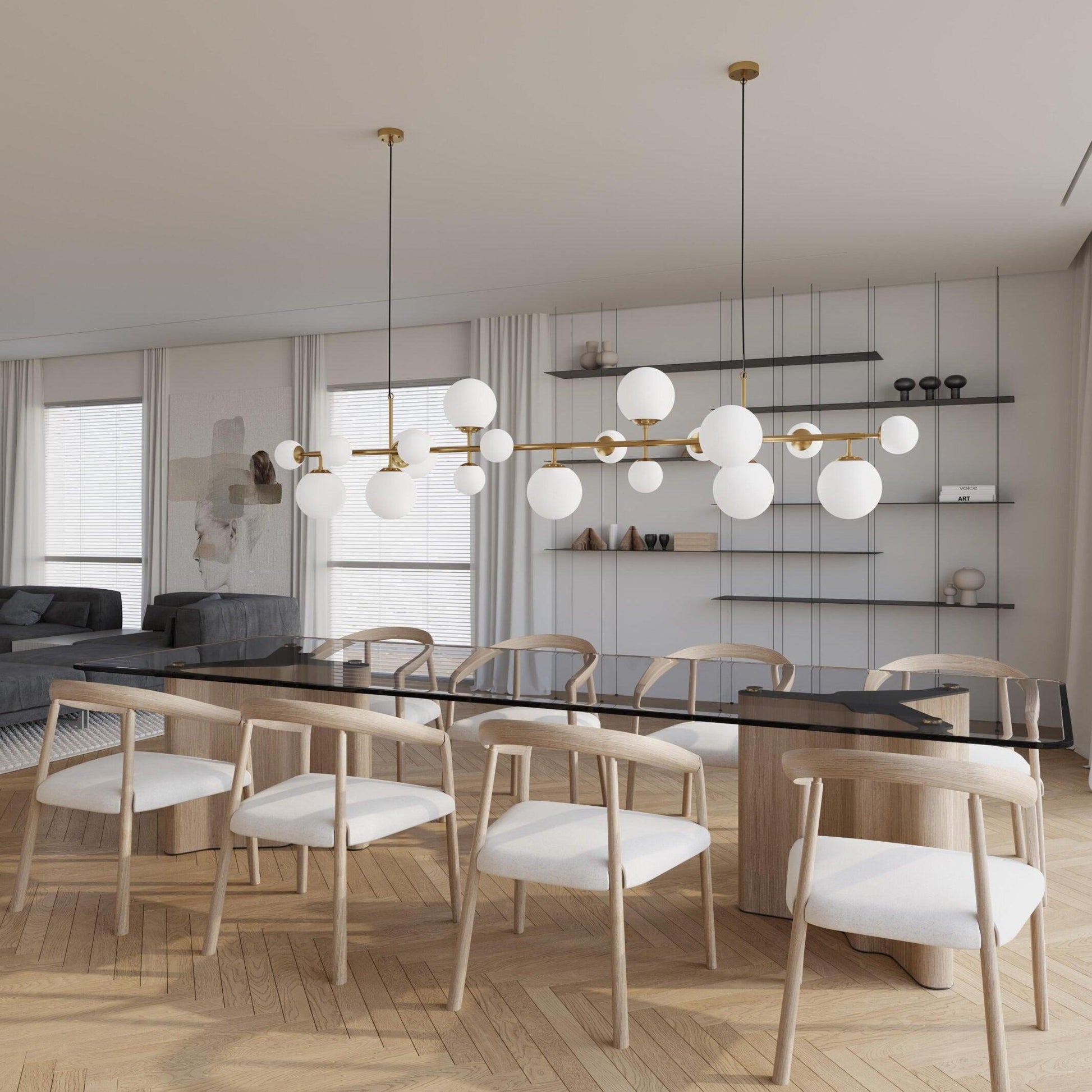 Brass Glass Globe Chandelier Chandelier