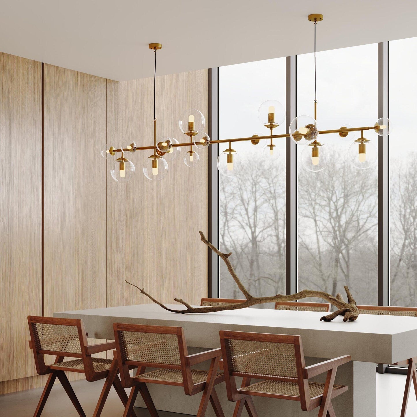 Brass Glass Globe Chandelier Chandelier