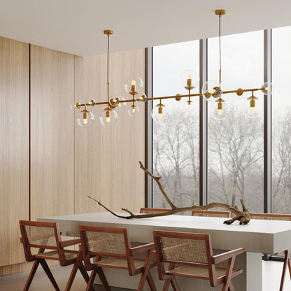 Brass Glass Globe Chandelier Chandelier