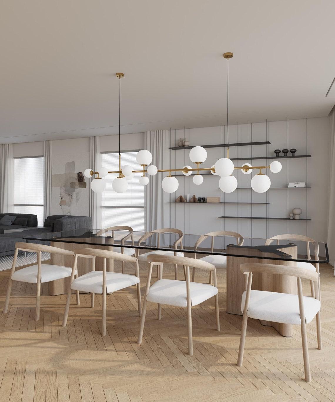 Brass Glass Globe Chandelier Chandelier
