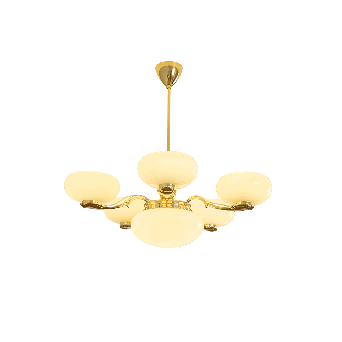 Brass Radiance Orb Chandelier 5 + 1 heads ? 31.1″ x H 23.6″ / Dia 79cm x H 60cm / Brass & Beige Chandelier