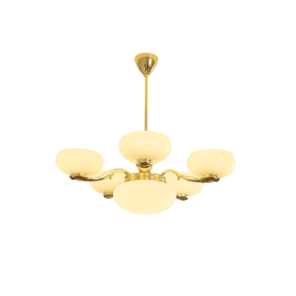 Brass Radiance Orb Chandelier 5 + 1 heads ? 31.1″ x H 23.6″ / Dia 79cm x H 60cm / Brass & Beige Chandelier