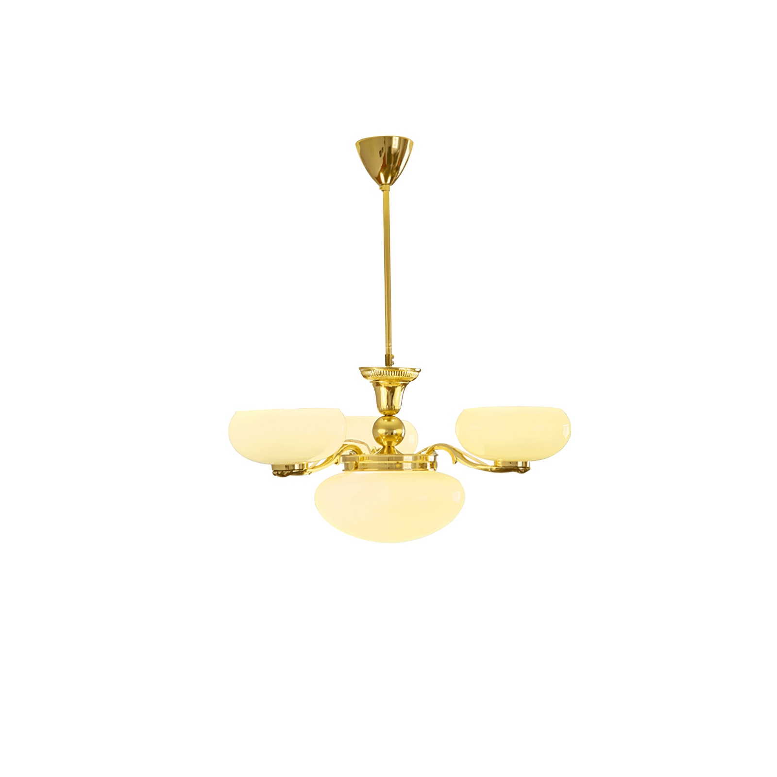 Brass Radiance Orb Chandelier 3 + 1 heads ? 25.6″ x H 22.8″ / Dia 65cm x H 58cm / Brass & Beige Chandelier