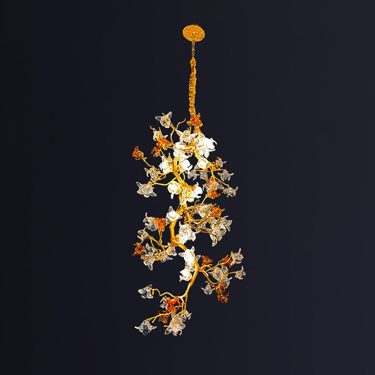 Brass Maple Branch Chandelier Dia 31.5″ x H 70.9″ / Dia 80cm x H 180cm / Brass & Clear & Yellow Chandelier