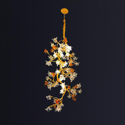 Brass Maple Branch Chandelier Dia 31.5″ x H 70.9″ / Dia 80cm x H 180cm / Brass & Clear & Yellow Chandelier