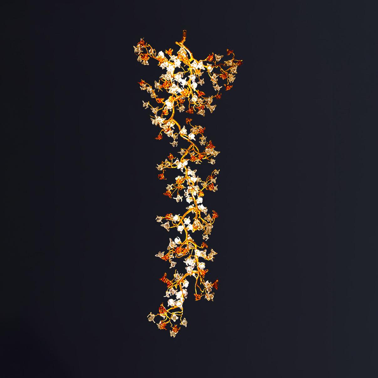 Brass Maple Branch Chandelier Dia 39.4″ x H 110.2″ / Dia 100cm x H 280cm / Brass & Clear & Yellow Chandelier