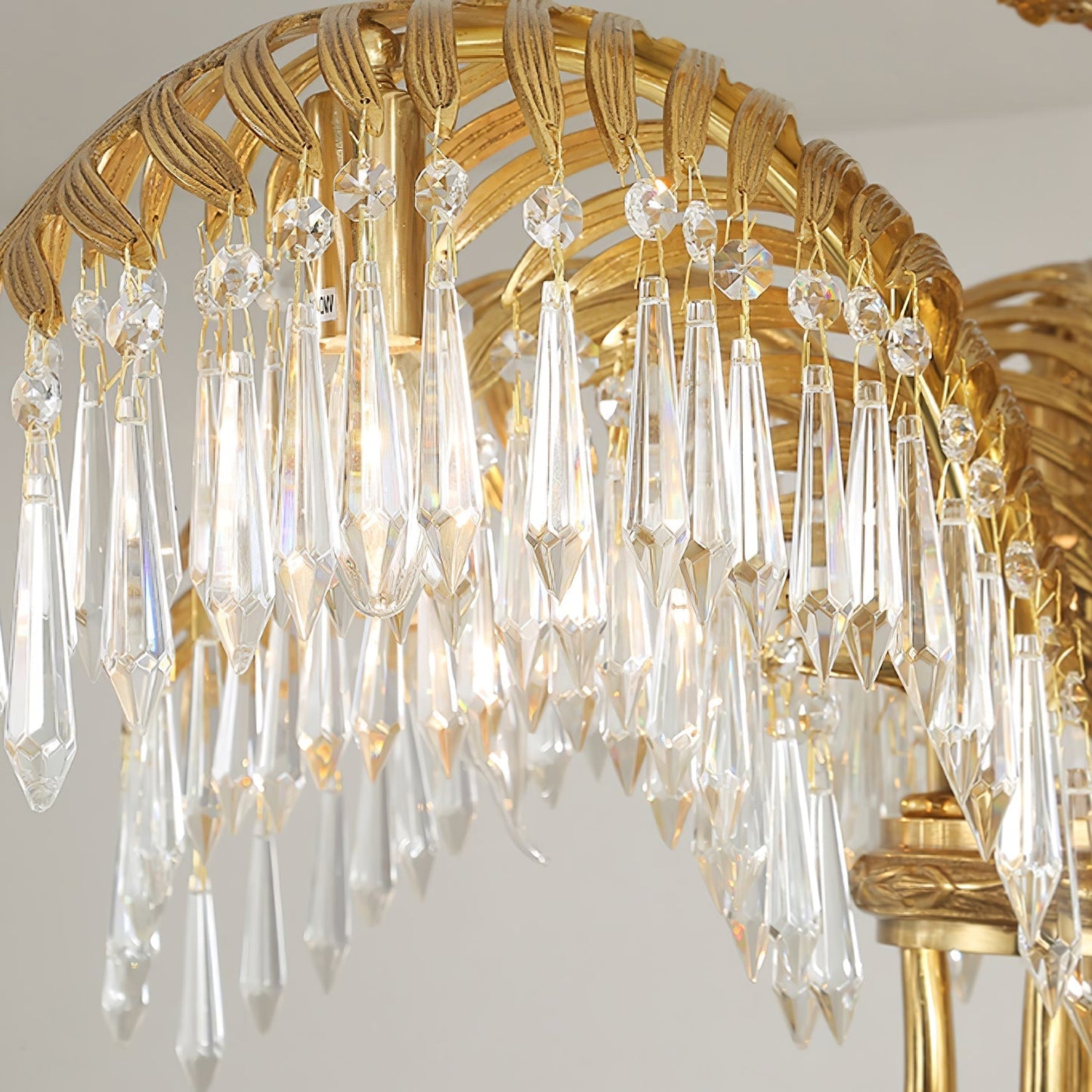 Brass Palm Leaf Crystal Chandelier Chandelier