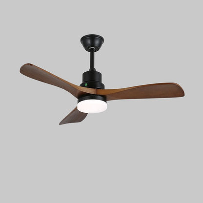 Breeze Master Wooden 48’’/52’’ Ceiling Fan Light ? 52″ x H 11.8″ / Model C Black & Walnut / Three-Color Changing Light