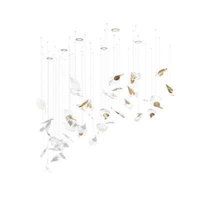 Breezeleaf Chandelier L 78.7″ x W 47.2″ x H 49.2″ / Gold & Clear / Warm Light Chandelier